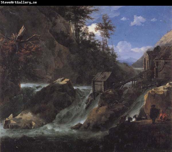 Jan Asselijn Landscape with Waterfall